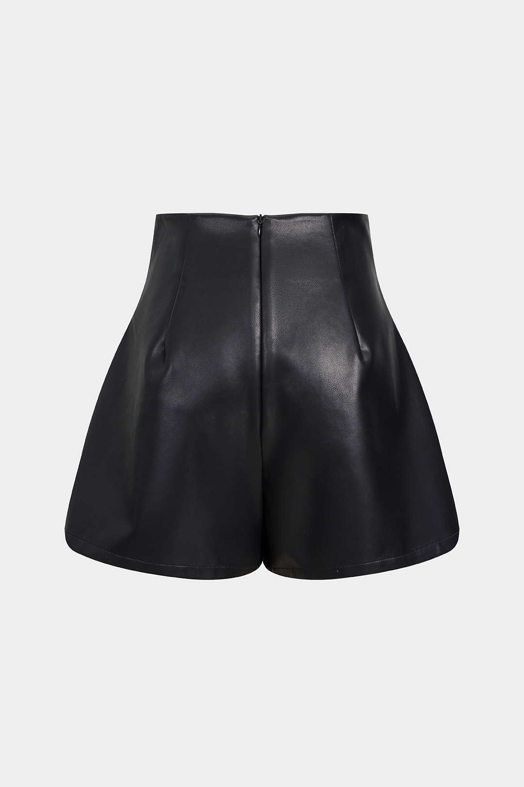Faux Leather Ruched Zipper Shorts