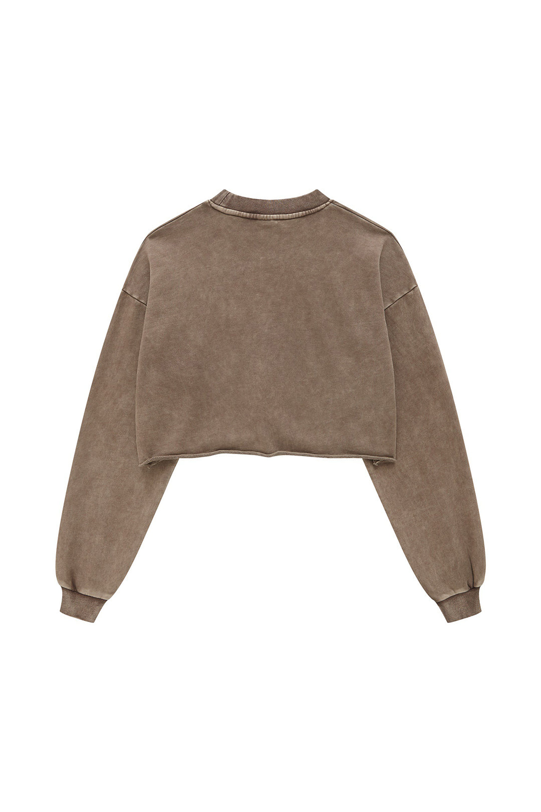 Round Neck Long Sleeve Crop Sweatshirt