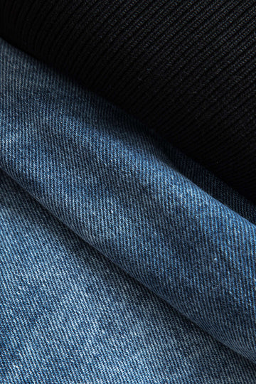 Ġakketta tal-ħwejjeġ ta 'barra tad-denim biż-żippijiet tal-patchwork