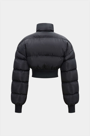 Stand Collar Zipper Long Sleeve Puffer