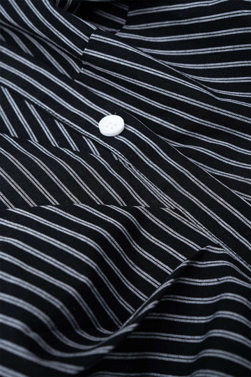 Stripes Print Asymmetrical Button Long-Sleeve Shirt