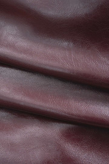 Faux Leather Patchwork Mock Neck Ruched Long Sleeve Maxi Dress