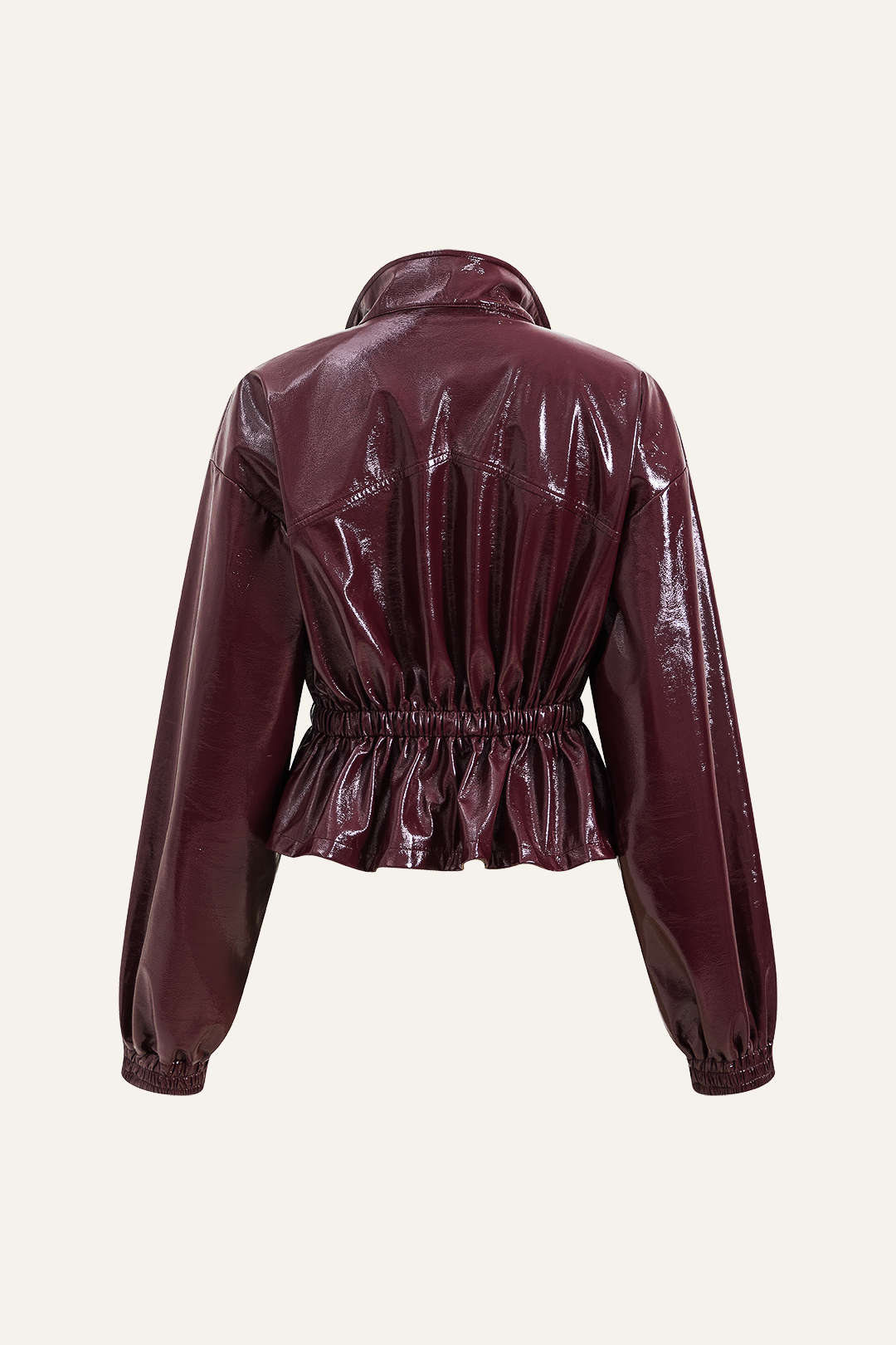 Faux Leather Drawstring Pocket Jacket