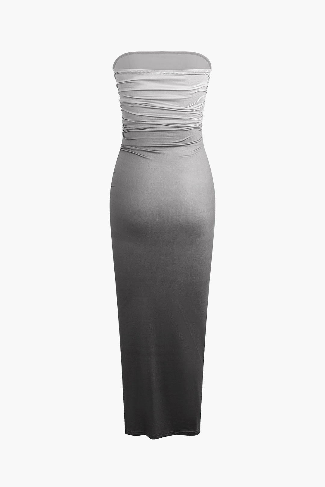 Ombre Ruched Strapless Midi Dress