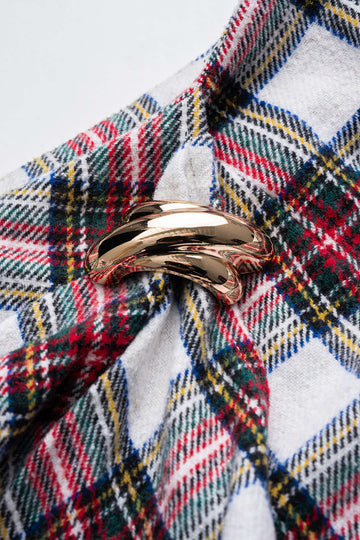 Contrast Plaid Print Asymmetrical High Waist Mini Skirt