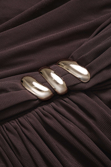 Ruched Asymmetrical Short Sleeve Mini Dress