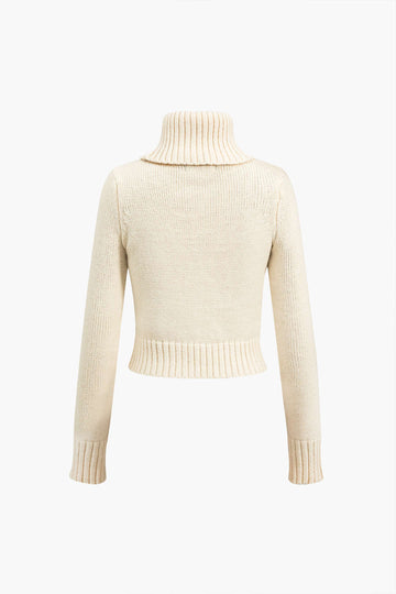 Ribbed Turtleneck Cropped Sweater