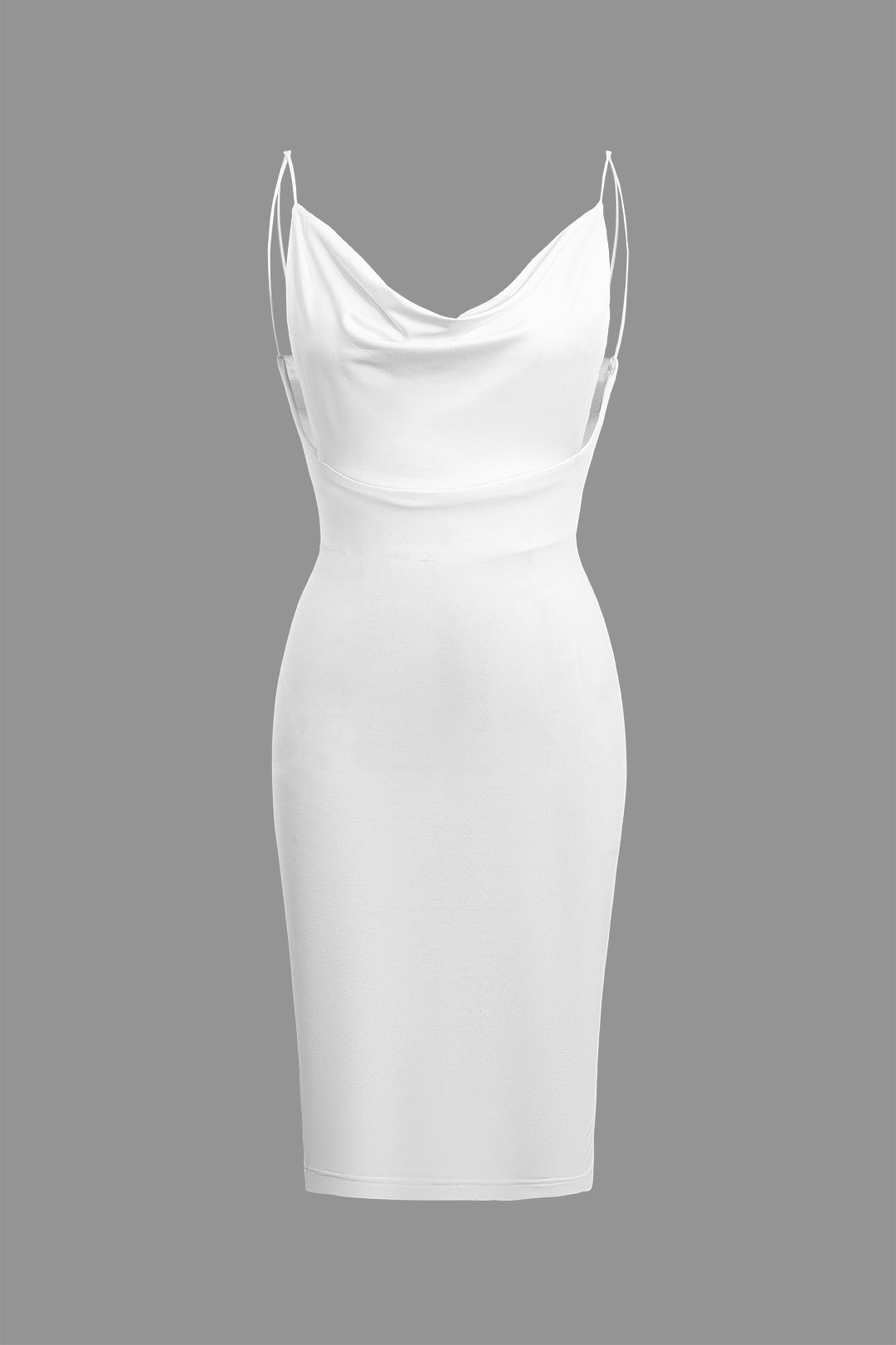 Solid Cowl Neck Backless Midi Dress
