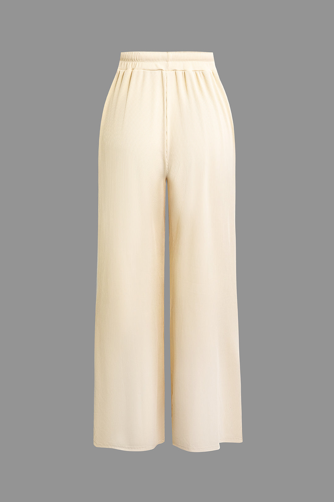 Solid Ribbed Bodysuit And Wide-Leg Pants Set