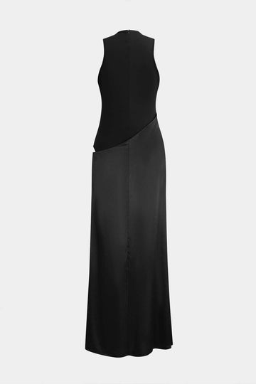 Satin Patchwork Sleeveless Maxi Dress