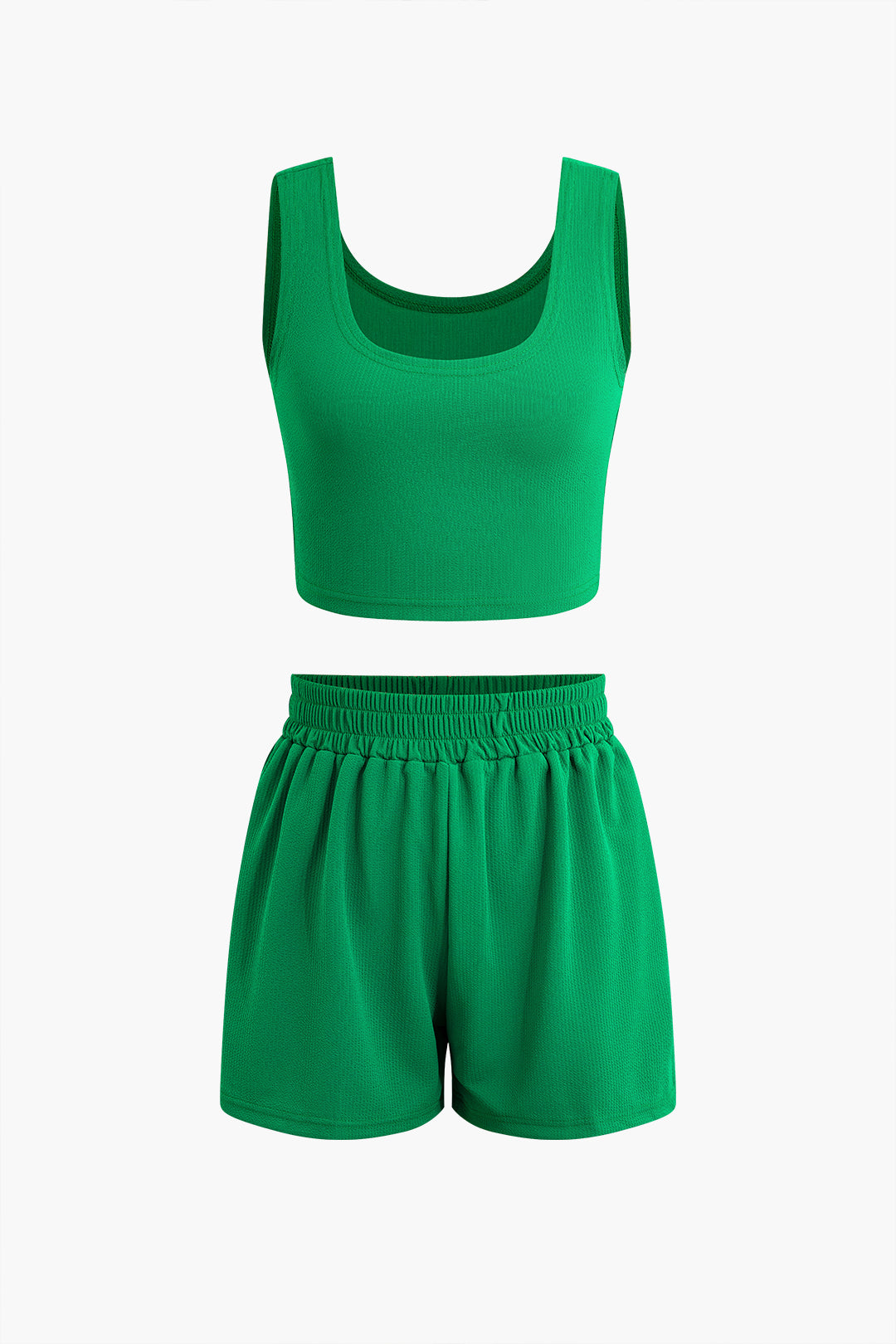Basic Solid Crop Tank Top And Short Sets