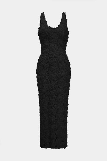 Applikes V-Neck Slit Maxi Kleid