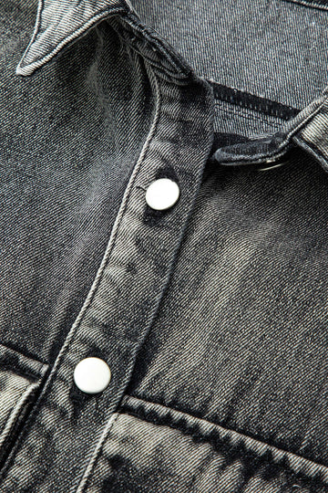 Asymmetric Button Up Flap Pocket Crop Denim Vest – Micas