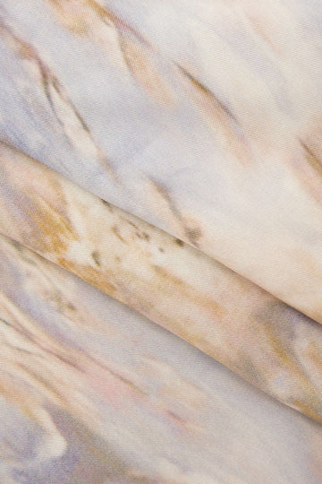 Marble Print Drawstring Slit Midi Skirt