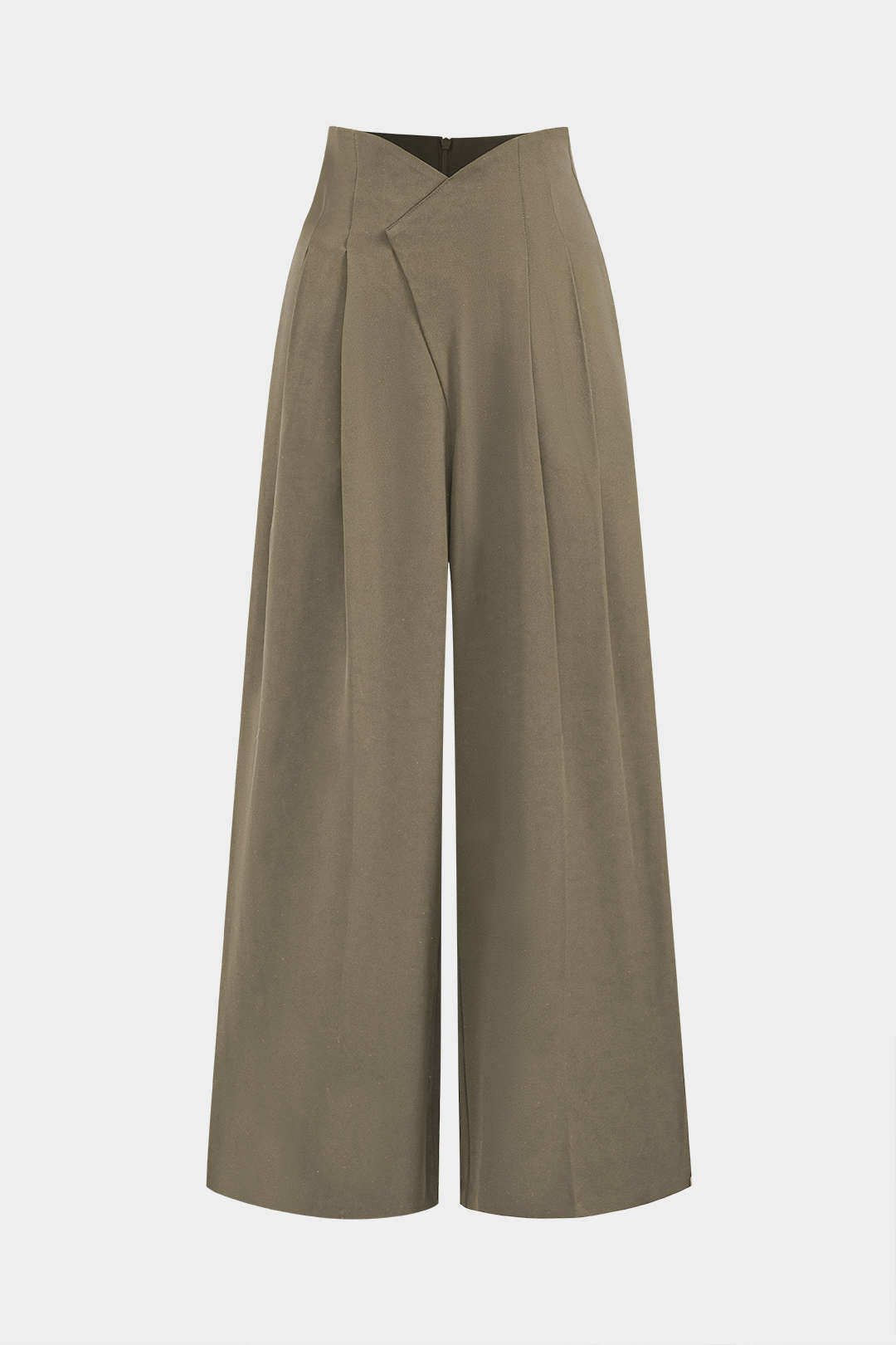 Pleated Asymmetrical Wide Leg Trousers