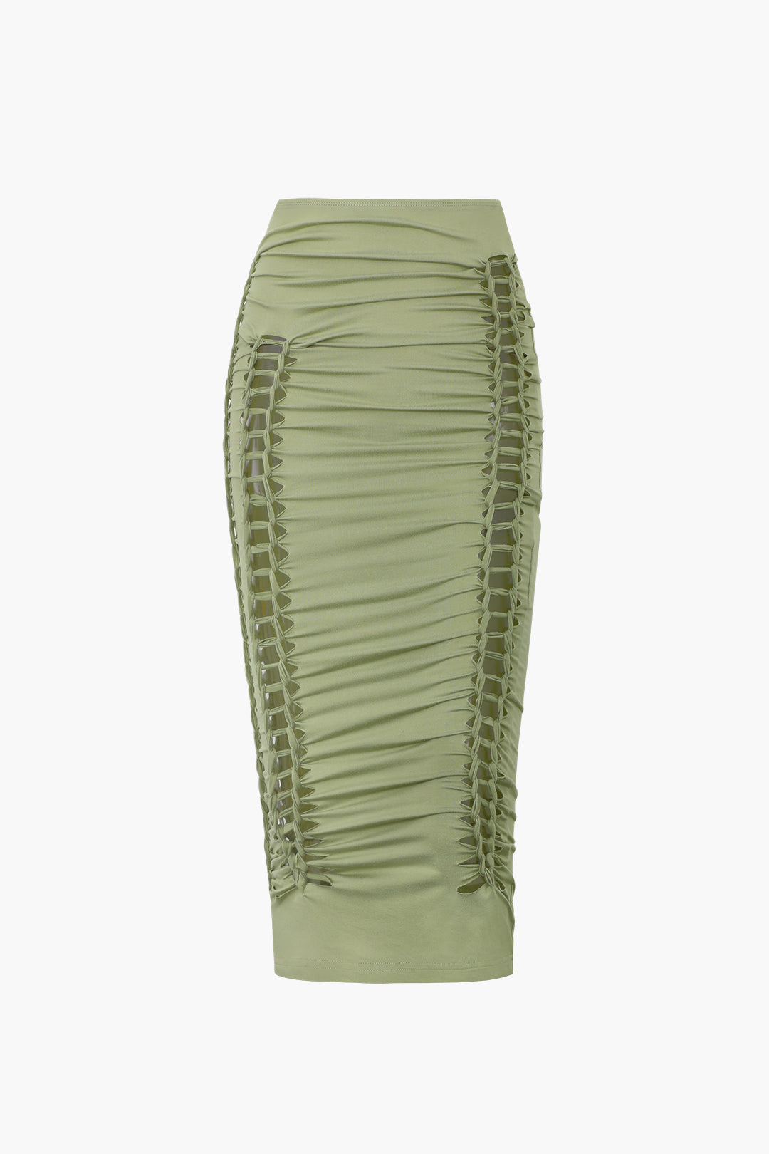 Cut Out Ruched Midi Skirt