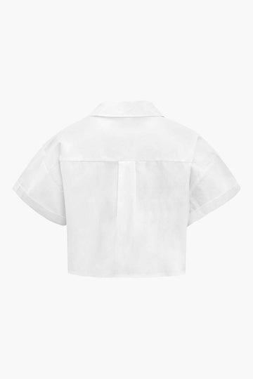 Patch Pocket Rolled Cuff Crop Shirt