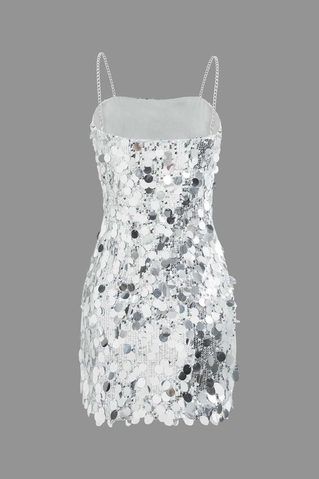Sequin Chain-Strap Slip Mini Dress
