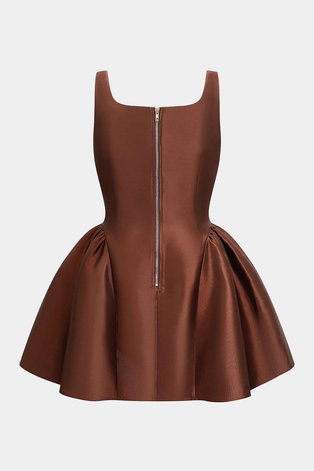 Plus Size Zipper Puff Hem Sleeveless Mini Dress