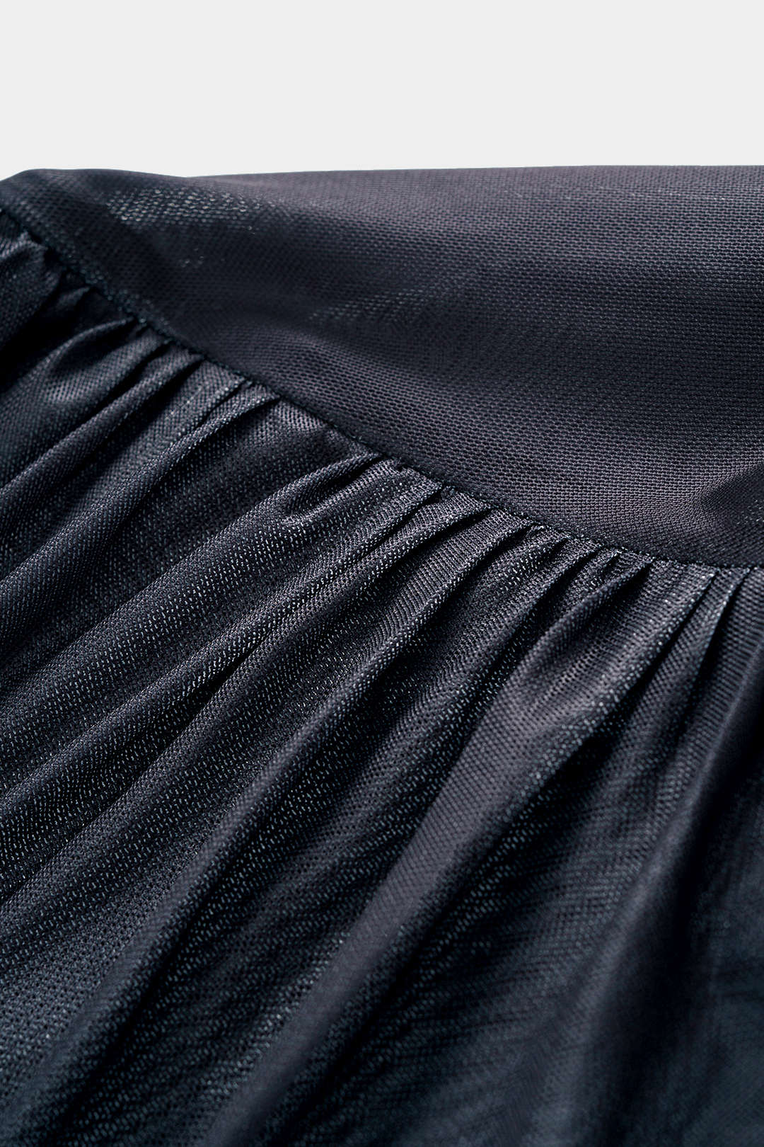 Mesh Colorblock Print Asymmetrical Ruched Long-Sleeve Mini Dress