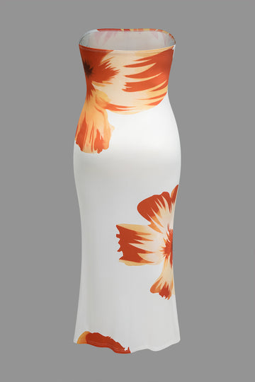 Plus Size Floral Print Slip Maxi Dress