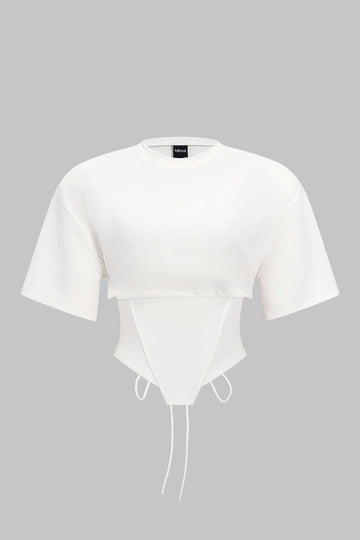 Corset Waist Short Sleeve T-Shirt