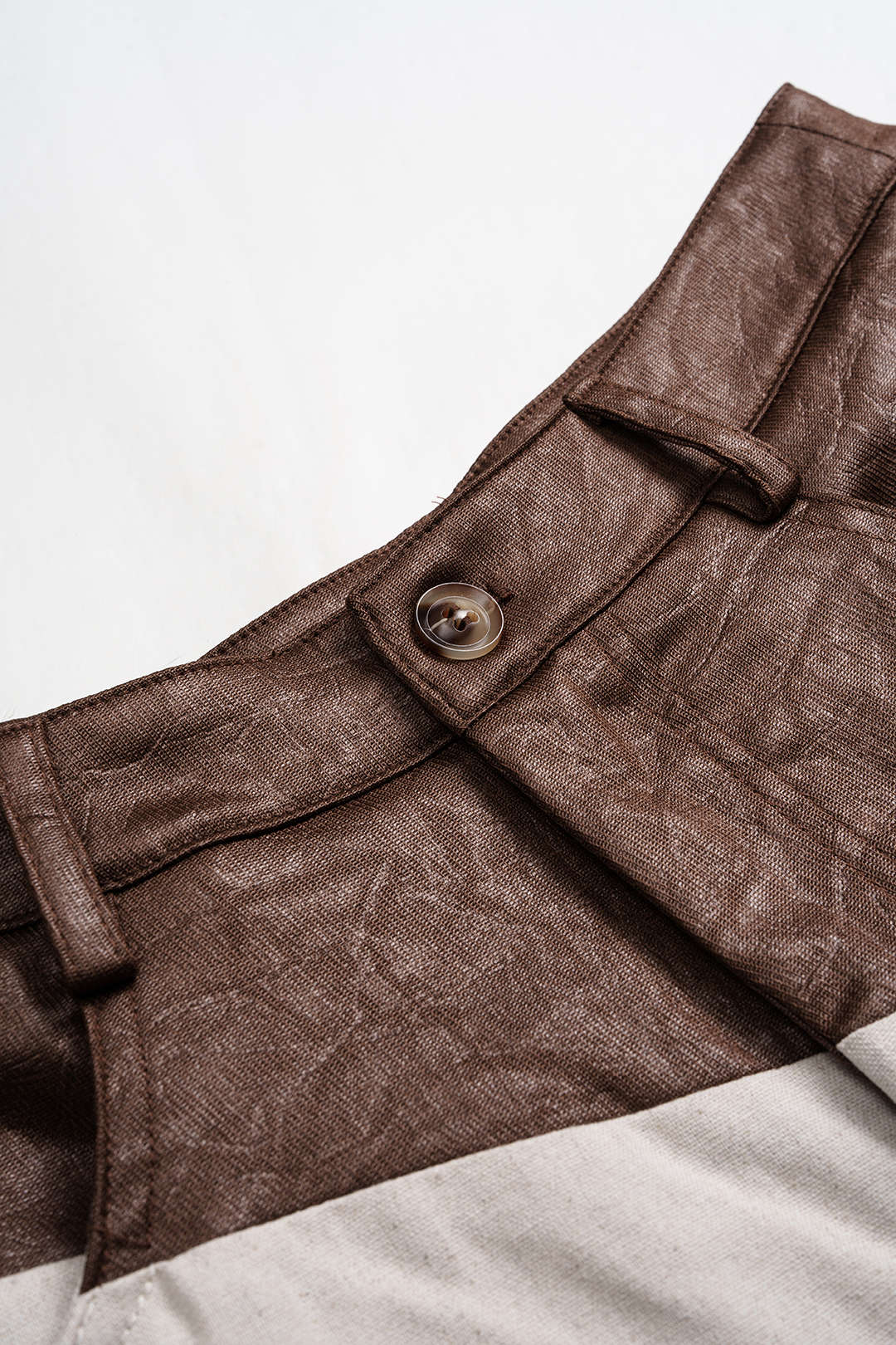 Faux Leather Ruched Patchwork Barrel Trousers