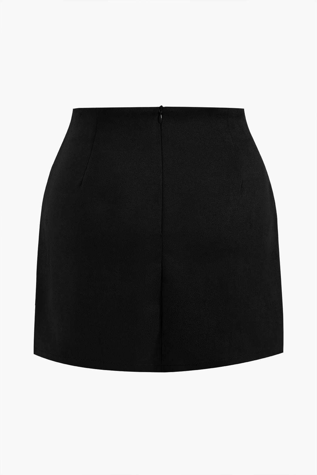 Plus Size Button Pleated Patchwork Skirt