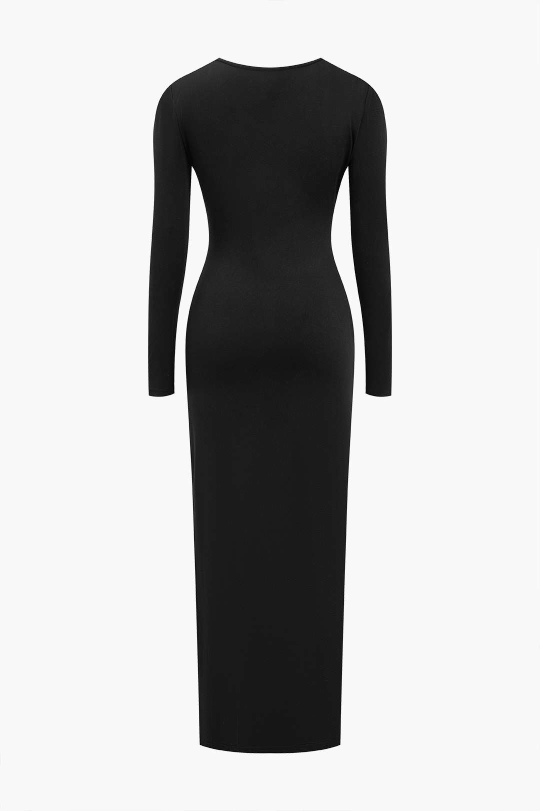 Solid High Slit Square Neck Midi Dress