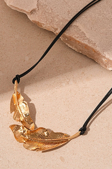 Collier de corde de feuilles en métal