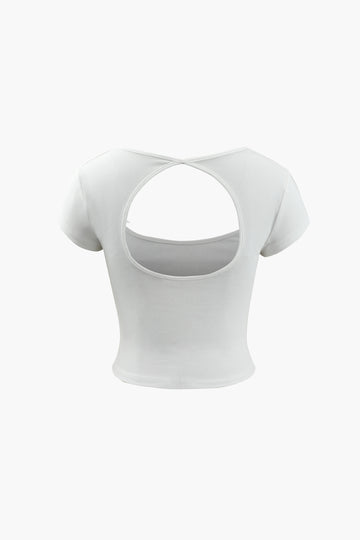 Square Neck Backless Crop T-Shirt