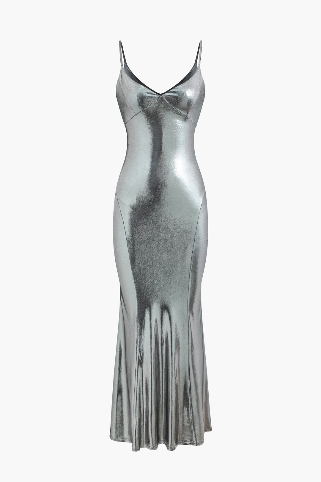 Metallic V-neck Cami Mermaid Maxi Dress