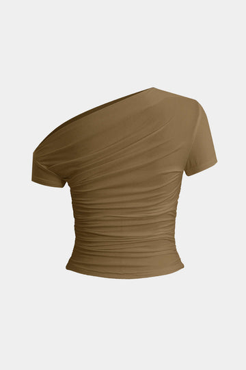 Basic Asymmetrical Ruched T-särk