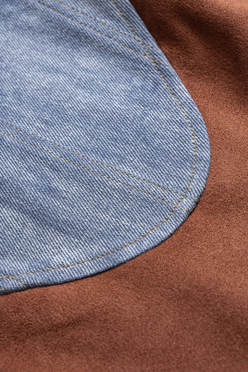 Suede Denim Patchwork Strapless Sleeveless Mini Dress