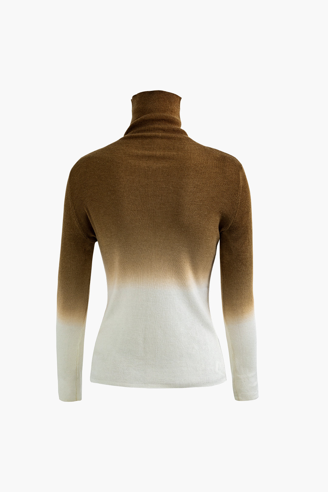 Ombre Turtle Neck Rib Knit Long Sleeve Top