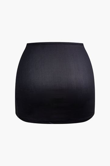 Buckle Pattern Tank Top And Split Skirt Set