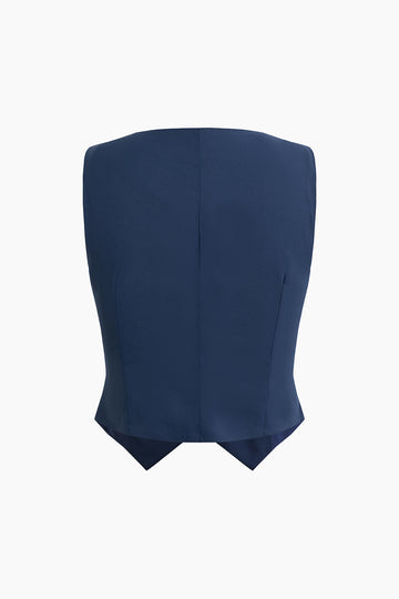 V-neck Vest And Pleated Mini Skirt Set