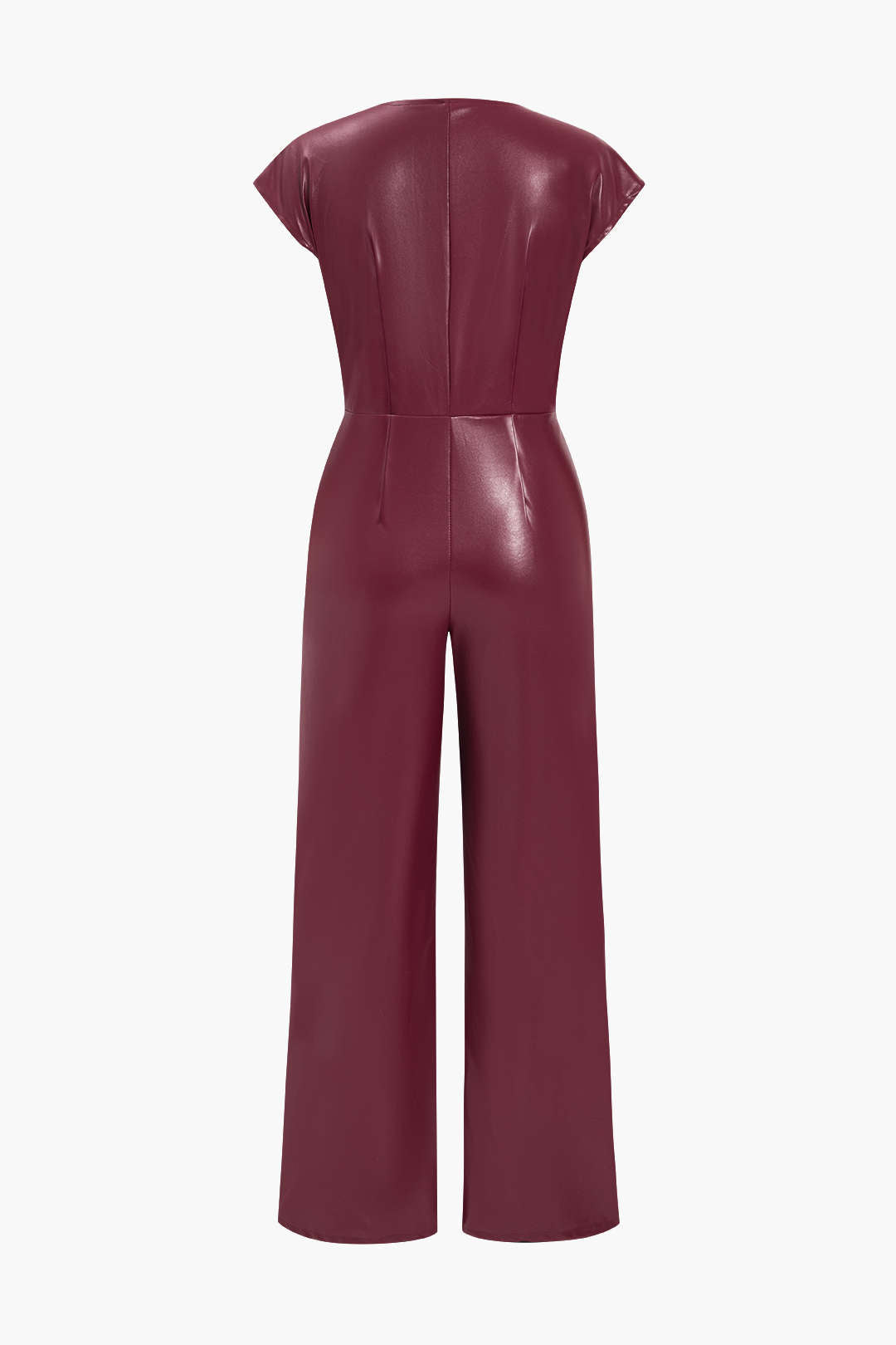 Faux Leather Button Jumpsuit