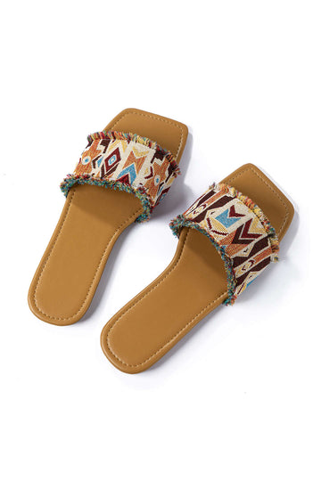 Bohemian Geometric Print Slippers