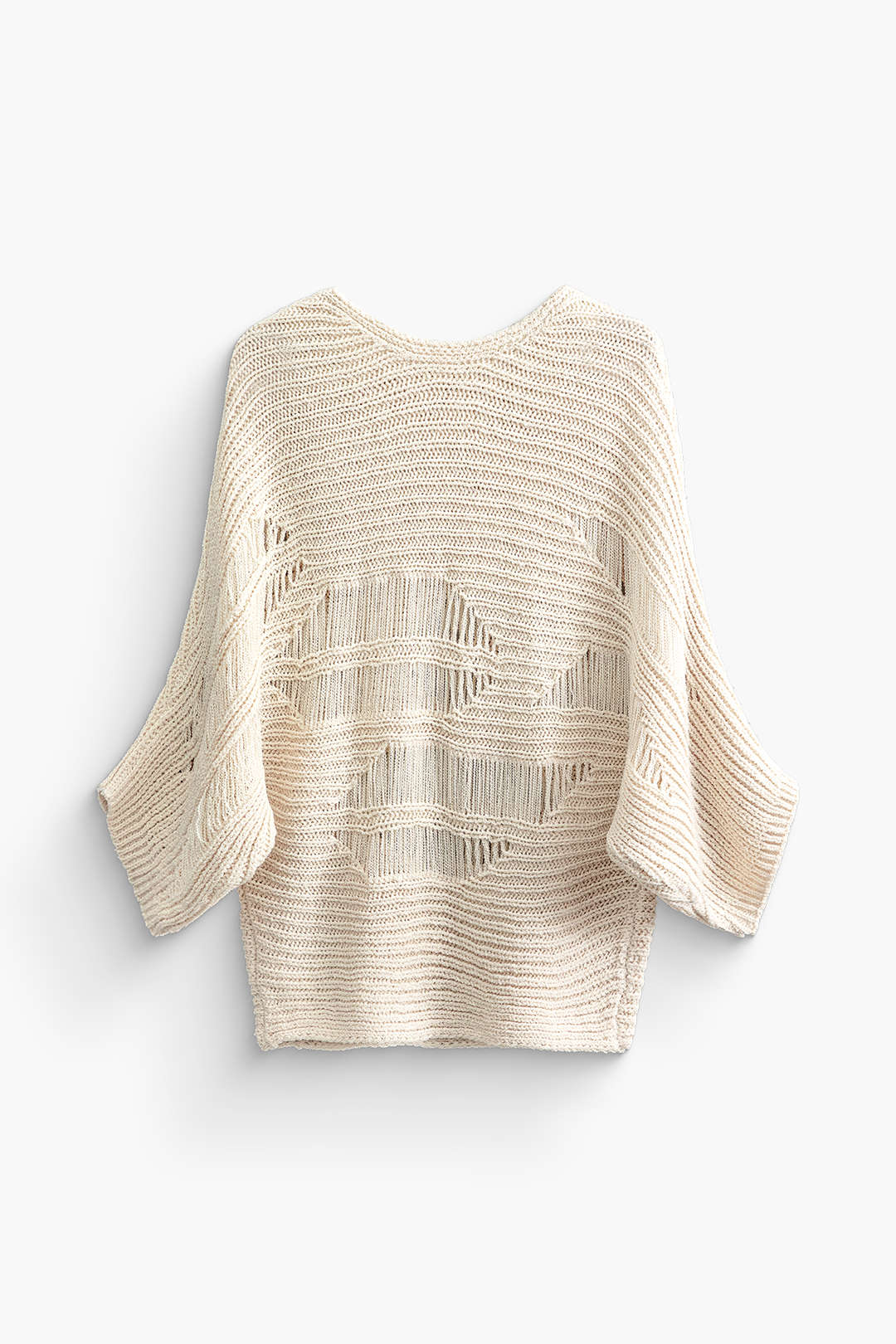 Round Neck Ripped Knit Long Sleeve Top