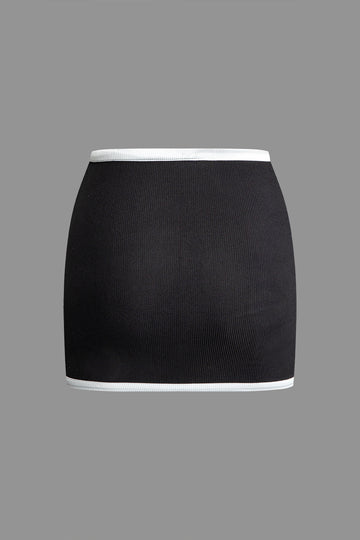 Contrast Trim Crop Cami Top And Mini Skirt Set