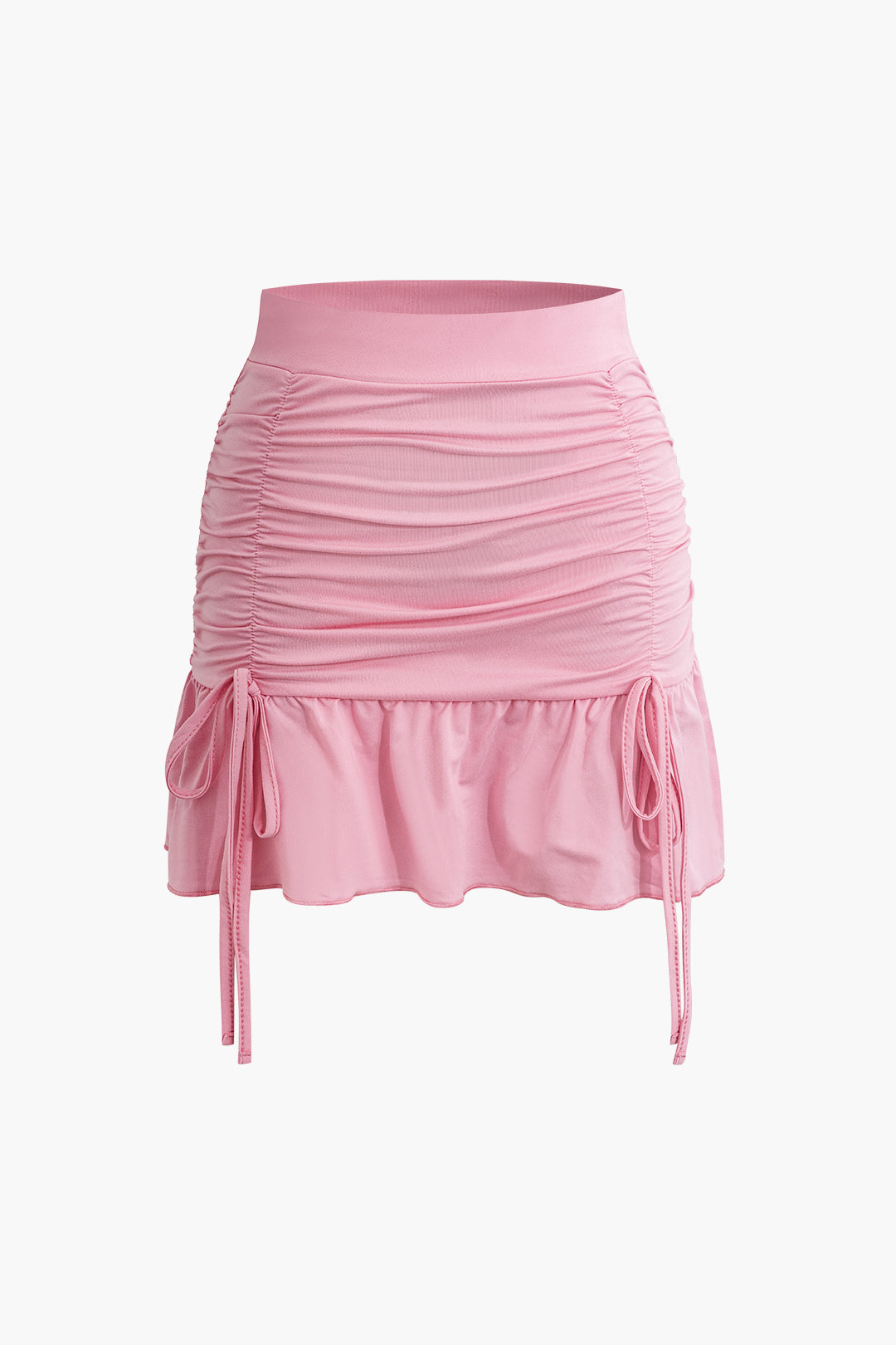 Ruched Ruffle Hem Mini Skirt