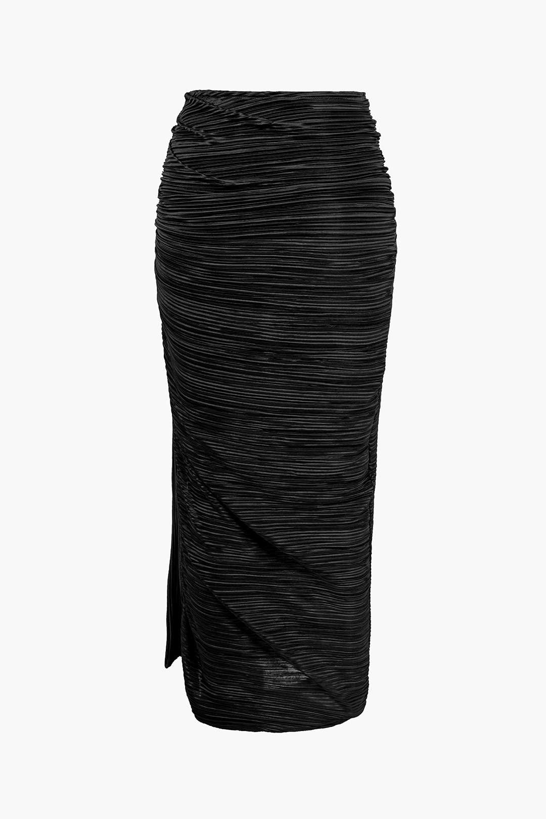 Pleated Halter Backless Top And Split Midi Skirt Set