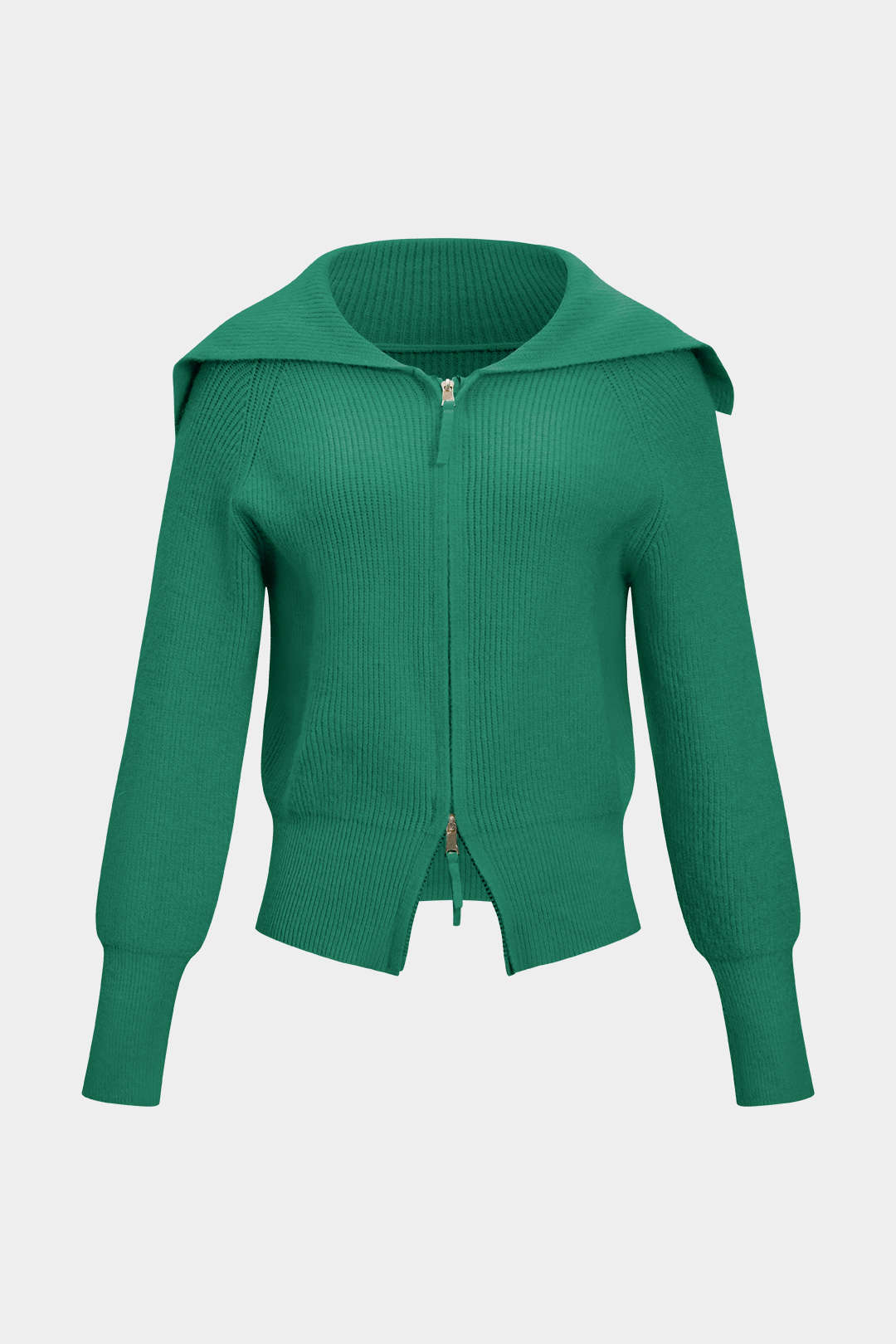 Knit Zipper Collar Cardigan