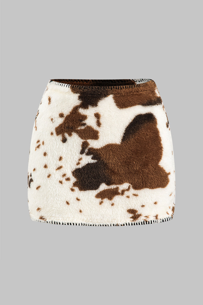 Abstract Print Stitching Detail Skirt - decent-life