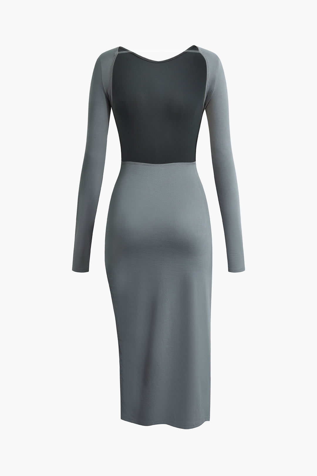 Asymmetric Fitted Backless Slit Midi Dress