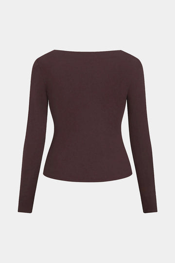 Plus Size Asymmetrical Neck Long-Sleeve Top