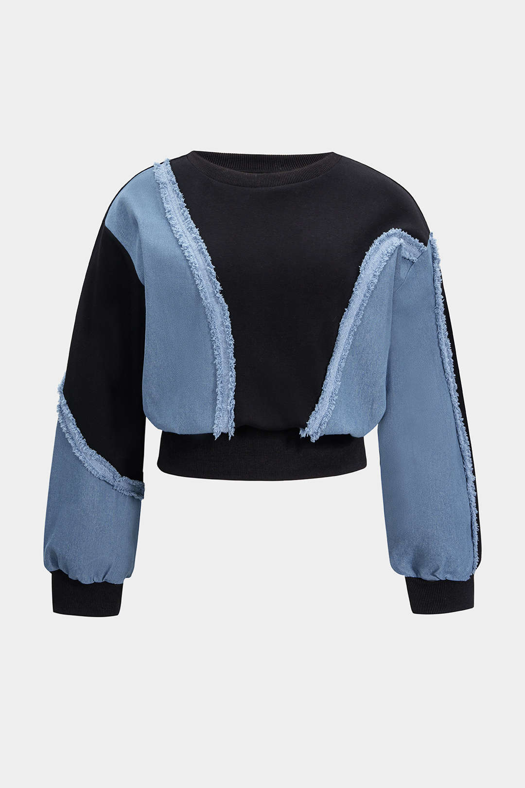 Patchwork plus taille de taille plus à manches longues et à taille haute les pantalons à jambe large de taille haute