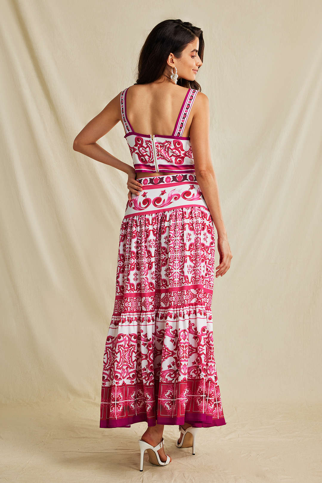 Ethnic Print Cami Top And Skirt Set