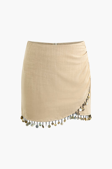 Linen Disc Tassel Skirt